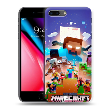 Силиконовый чехол на Iphone 8 Plus с принтом Майнкрафт Minecraft Силиконовый чехол на Iphone 8 Plus с принтом Майнкрафт Minecraft
