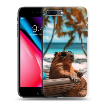 Силиконовый чехол на Iphone 8 Plus с принтом Капибара Силиконовый чехол на Iphone 8 Plus с принтом Капибара