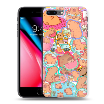 Силиконовый чехол на Iphone 8 Plus с принтом капибары Силиконовый чехол на Iphone 8 Plus с принтом капибары