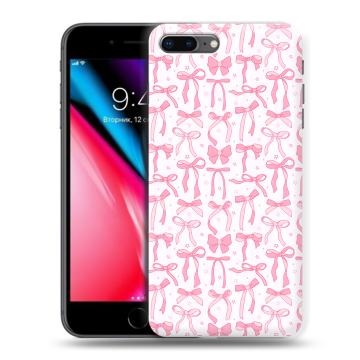 Силиконовый чехол на Iphone 8 Plus с принтом Розовые бантики Силиконовый чехол на Iphone 8 Plus с принтом Розовые бантики