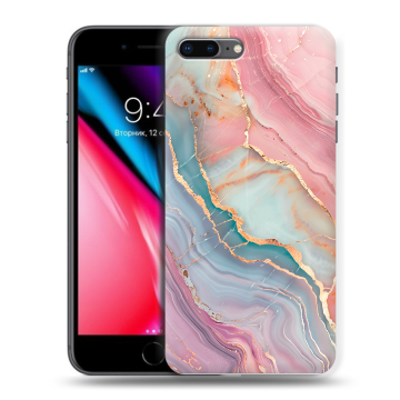 Силиконовый чехол на Iphone 8 Plus с принтом розовый мрамор Силиконовый чехол на Iphone 8 Plus с принтом розовый мрамор