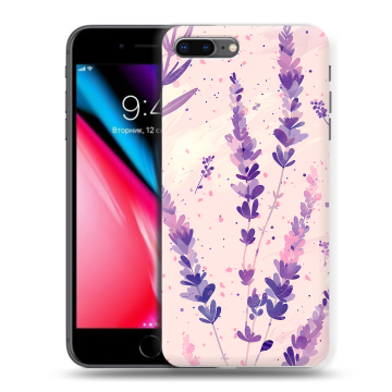 Силиконовый чехол на Iphone 8 Plus с принтом цветы лаванда Силиконовый чехол на Iphone 8 Plus с принтом цветы лаванда