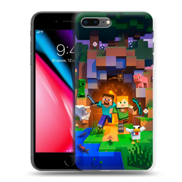 Силиконовый чехол на Iphone 8 Plus с принтом Майнкрафт Minecraft Силиконовый чехол на Iphone 8 Plus с принтом Майнкрафт Minecraft