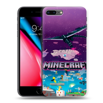 Силиконовый чехол на Iphone 8 Plus с принтом Майнкрафт Minecraft Силиконовый чехол на Iphone 8 Plus с принтом Майнкрафт Minecraft