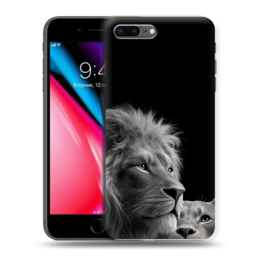 Силиконовый чехол на Iphone 8 Plus с принтом Лев кошки Силиконовый чехол на Iphone 8 Plus с принтом Лев кошки
