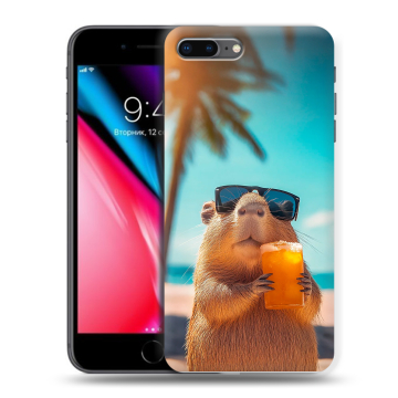 Силиконовый чехол на Iphone 8 Plus с принтом Капибара Силиконовый чехол на Iphone 8 Plus с принтом Капибара
