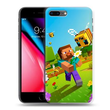 Силиконовый чехол на Iphone 8 Plus с принтом Майнкрафт Minecraft Силиконовый чехол на Iphone 8 Plus с принтом Майнкрафт Minecraft