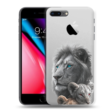 Силиконовый чехол на Iphone 8 Plus с принтом Львы Силиконовый чехол на Iphone 8 Plus с принтом Львы