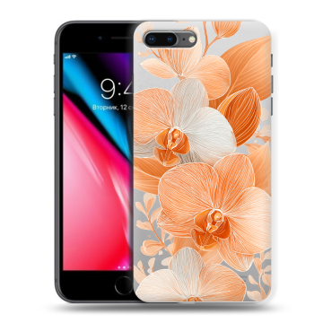 Силиконовый чехол на Iphone 8 Plus с принтом Бежевые цветы Силиконовый чехол на Iphone 8 Plus с принтом Бежевые цветы