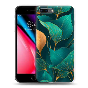 Силиконовый чехол на Iphone 8 Plus с принтом Листья и золото Силиконовый чехол на Iphone 8 Plus с принтом Листья и золото