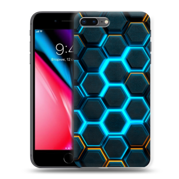 Силиконовый чехол на Iphone 8 Plus с принтом Неоновые соты Силиконовый чехол на Iphone 8 Plus с принтом Неоновые соты