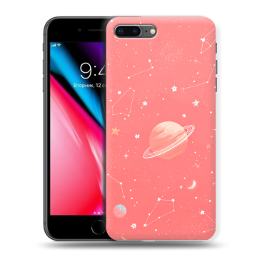 Силиконовый чехол на Iphone 8 Plus с принтом Розовый космос Силиконовый чехол на Iphone 8 Plus с принтом Розовый космос