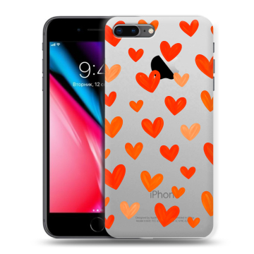 Силиконовый чехол на Iphone 8 Plus с принтом Сердечки Силиконовый чехол на Iphone 8 Plus с принтом Сердечки