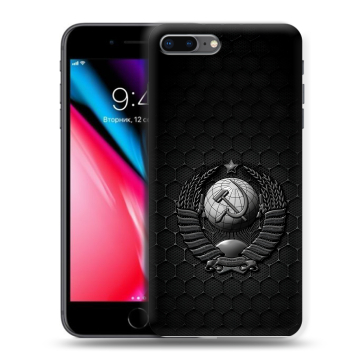 Силиконовый чехол на Iphone 8 Plus с принтом Герб Флаг СССР Силиконовый чехол на Iphone 8 Plus с принтом Герб Флаг СССР
