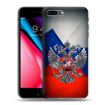 Силиконовый чехол на Iphone 8 Plus с принтом Флаг России Силиконовый чехол на Iphone 8 Plus с принтом Флаг России
