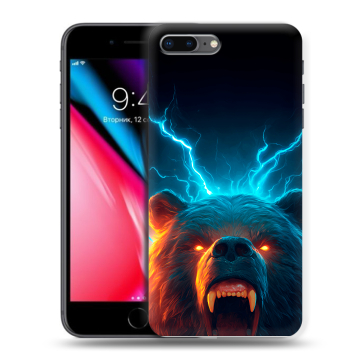 Силиконовый чехол на Iphone 8 Plus с принтом Медведь Силиконовый чехол на Iphone 8 Plus с принтом Медведь