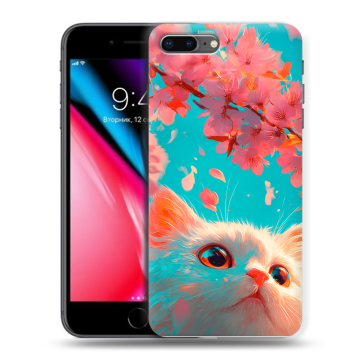Силиконовый чехол на Iphone 8 Plus с принтом Красивый кот Силиконовый чехол на Iphone 8 Plus с принтом Красивый кот