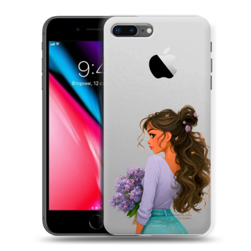 Силиконовый чехол на Iphone 8 Plus с принтом девушка цветы Силиконовый чехол на Iphone 8 Plus с принтом девушка цветы