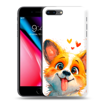 Силиконовый чехол на Iphone 8 Plus с принтом корги Силиконовый чехол на Iphone 8 Plus с принтом корги