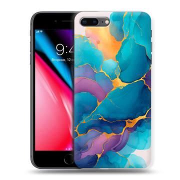 Силиконовый чехол на Iphone 8 Plus с принтом Мрамор блестки Силиконовый чехол на Iphone 8 Plus с принтом Мрамор блестки