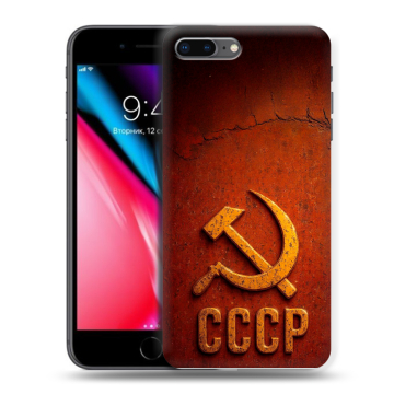 Силиконовый чехол на Iphone 8 Plus с принтом Флаг Герб СССР Силиконовый чехол на Iphone 8 Plus с принтом Флаг Герб СССР