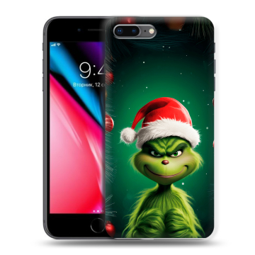 Силиконовый чехол на Iphone 8 Plus с принтом Гринч Новый год Рождество