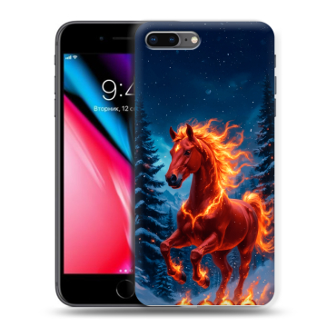 Силиконовый чехол на Iphone 8 Plus с принтом Новый год коня