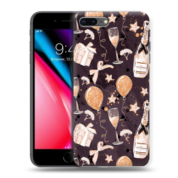 Силиконовый чехол на Iphone 8 Plus с принтом Новый год