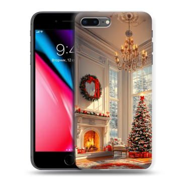 Силиконовый чехол на Iphone 8 Plus с принтом Новый год