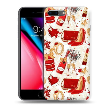 Силиконовый чехол на Iphone 8 Plus с принтом Новый год