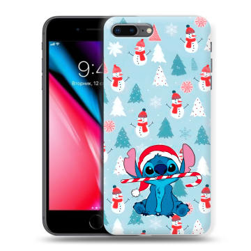 Силиконовый чехол на Iphone 8 Plus с принтом Стич Новый год Силиконовый чехол на Iphone 8 Plus с принтом Стич Новый год