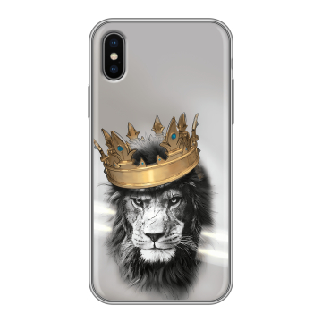 Силиконовый чехол на Iphone X с принтом Лев с короной