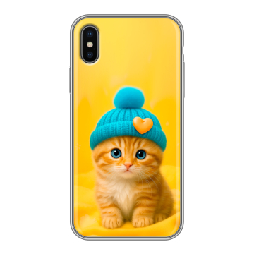 Силиконовый чехол на Iphone x10 с принтом Котенок в шапке