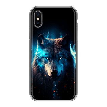 Силиконовый чехол на Iphone x10 с принтом Волк ночной Силиконовый чехол на Iphone x10 с принтом Волк ночной