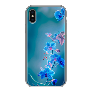 Силиконовый чехол на Iphone x10 с принтом Голубые цветы
