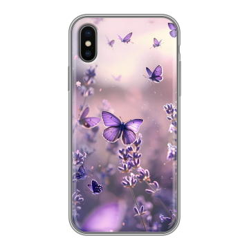 Силиконовый чехол на Iphone X с принтом бабочки и лаванда Силиконовый чехол на Iphone X с принтом бабочки и лаванда