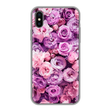 Силиконовый чехол на Iphone X с принтом лавандовые розы Силиконовый чехол на Iphone X с принтом лавандовые розы