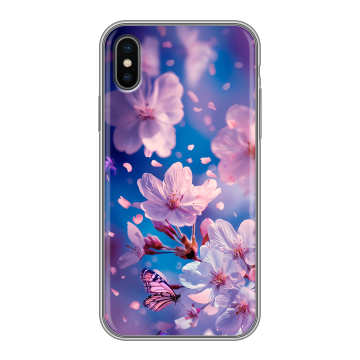 Силиконовый чехол на Iphone X с принтом цветы бабочки Силиконовый чехол на Iphone X с принтом цветы бабочки