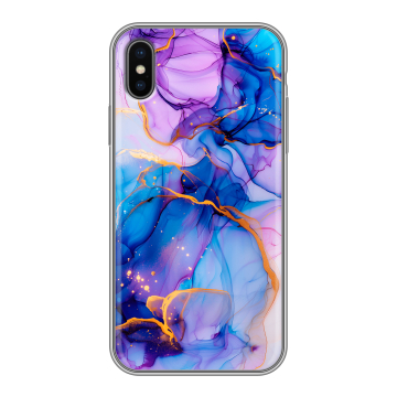 Силиконовый чехол на Iphone X с принтом синий мрамор Силиконовый чехол на Iphone X с принтом синий мрамор