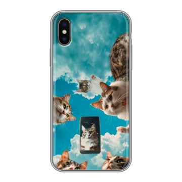Силиконовый чехол на Iphone X с принтом котики Силиконовый чехол на Iphone X с принтом котики