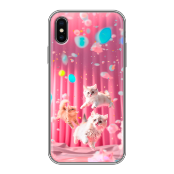 Силиконовый чехол на Iphone X с принтом милые котики Силиконовый чехол на Iphone X с принтом милые котики