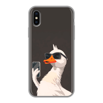 Силиконовый чехол на Iphone X с принтом утка в очках Силиконовый чехол на Iphone X с принтом утка в очках