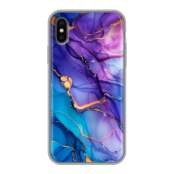 Силиконовый чехол на Iphone X с принтом синий мрамор Силиконовый чехол на Iphone X с принтом синий мрамор