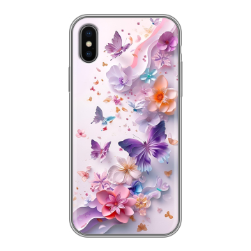 Силиконовый чехол на Iphone x10 с принтом цветы бабочки Силиконовый чехол на Iphone x10 с принтом цветы бабочки