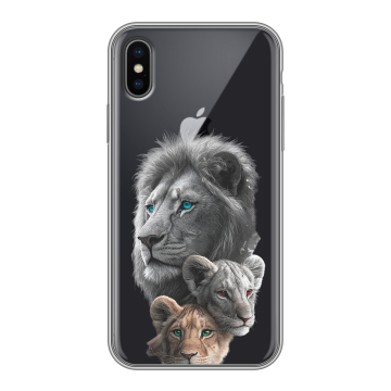 Силиконовый чехол на Iphone x10 с принтом Львы Силиконовый чехол на Iphone x10 с принтом Львы