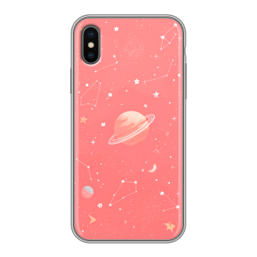 Силиконовый чехол на Iphone x10 с принтом Розовый космос Силиконовый чехол на Iphone x10 с принтом Розовый космос