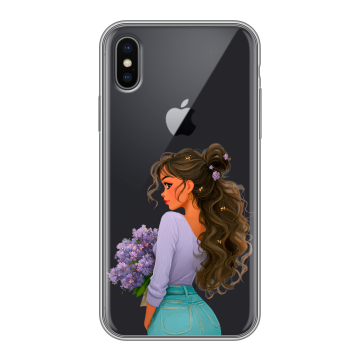 Силиконовый чехол на Iphone x10 с принтом девушка цветы Силиконовый чехол на Iphone x10 с принтом девушка цветы