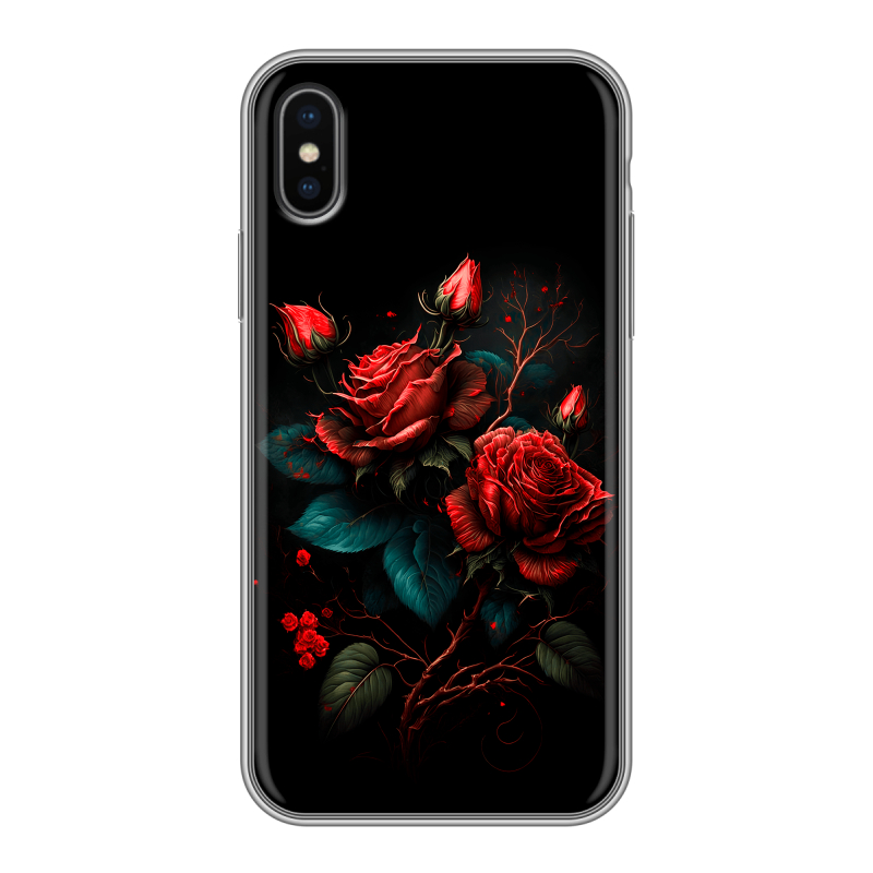 Пластиковый чехол на Iphone x10 с принтом Розы красные Пластиковый чехол на Iphone x10 с принтом Розы красные