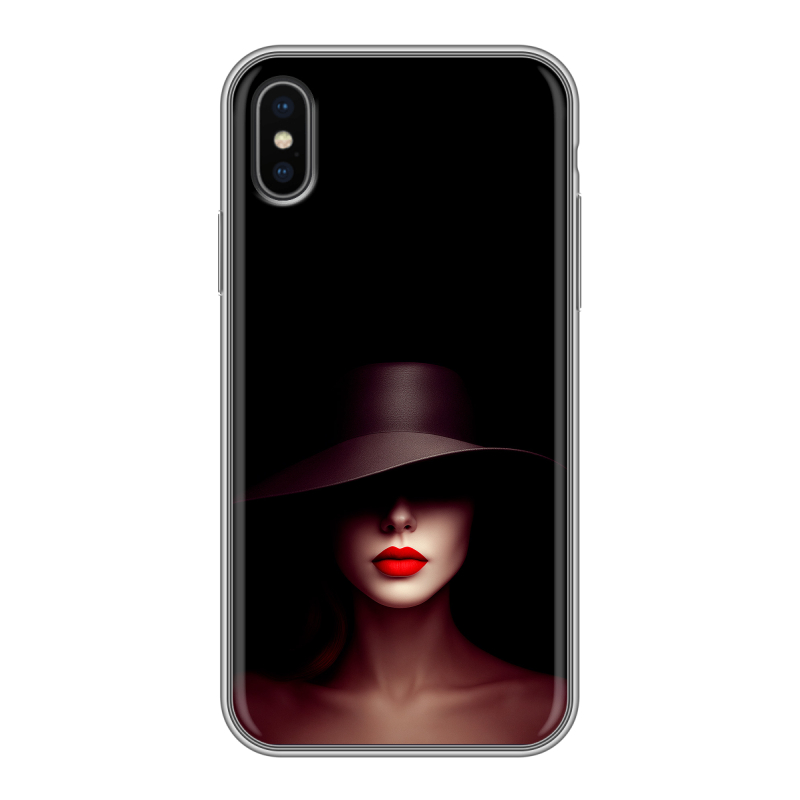 Силиконовый противоударный чехол на Iphone x10 с принтом Девушка в шляпе Силиконовый противоударный чехол на Iphone x10 с принтом Девушка в шляпе