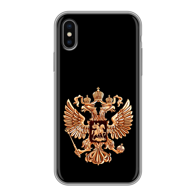 Силиконовый чехол на Iphone x10 с принтом Герб России золотой Силиконовый чехол на Iphone x10 с принтом Герб России золотой